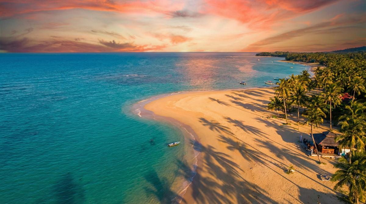 呦呦视频海岛日落航拍视频